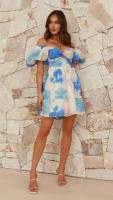 Vestido de manga corta con cuello en V, estampado, estilo veraniego para mujer - details 2