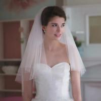 Velo de novia corto y sencillo de tul de dos capas con peine, velo de novia blanco marfil para novia, accesorios de boda - details 12