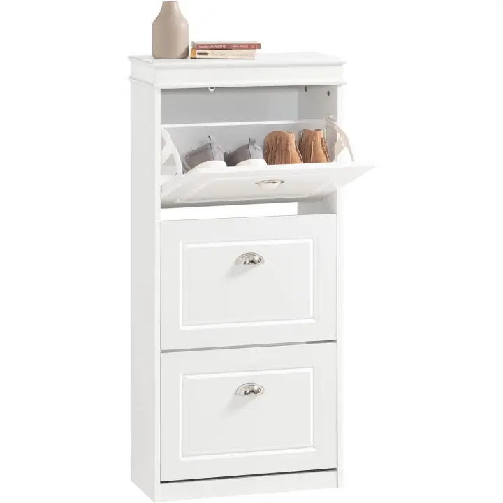 Zapatero Estrecho para Entrada y Recibidor - Mueble Zapatero Blanco con 3 Solapas y Gran Capacidad - Zapatero Armario 53x24x117cm para Pasillo Estrecho, Recibidores, Dormitorio - 1