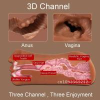 Leten 3 en 1 Copa Realista Masculina Masturbador de Vagina Ajustada para Hombres Herramienta Texturizada de Ano Boca Artificial Juguete Sexual para Masturbación. - details 4