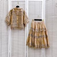 Conjunto de Vestido y Traje para Mujer de Dos Piezas Top Blanco, Falda Plisada, Abrigo de Encaje Bordado Moda de Verano 2025 - details 10