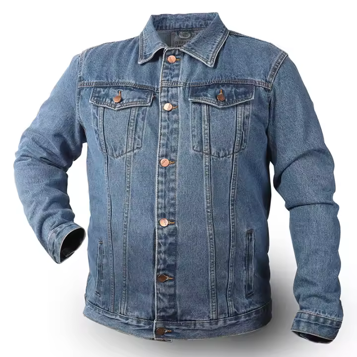 Chaqueta vaquera azul sólida de talla grande, estilo casual, vintage, de calidad, para hombre, primavera/otoño 2025 - 1