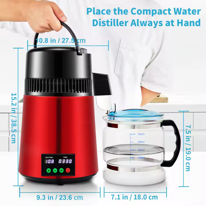 Destilador de agua SucceBuy con sincronización y pantalla de temperatura. Produce agua pura fácilmente - 1