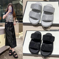 Zapatillas de mujer de suela gruesa de alta gama para uso al aire libre, nuevo estilo de verano con diamantes de imitación, plataforma completa - details 11