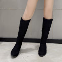 Botas largas de gamuza retro con tacón grueso, zapatos de mujer 2025, nuevas botas de mujer de tubo medio delgado para otoño e invierno - details 3