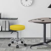 Taburete Redondo de Cuero PU reposapiés Ajuste de Altura Giratorio Medical SPA salón taburetes de Masaje Silla de Trabajo Color Negro - details 8