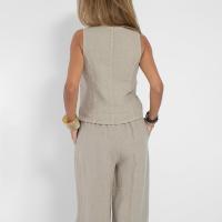 Chaleco elegante Y2K para mujer, traje de 2 piezas, sin mangas, con cuello en V y botones, prendas de vestir, conjunto de pantalón de pierna ancha - details 3