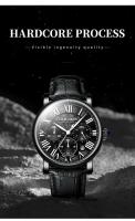 Reloj de Lujo para Hombres de Cuero Genuino Automático, Resistente al Agua, Funcional con Tres Ojos, Estilo Empresario - details 11