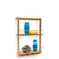 Relaxdays Estante de Ducha Inoxidable con 3 Niveles, Bambú, Beige, 65 x 28 x 15,5 cm - details 7