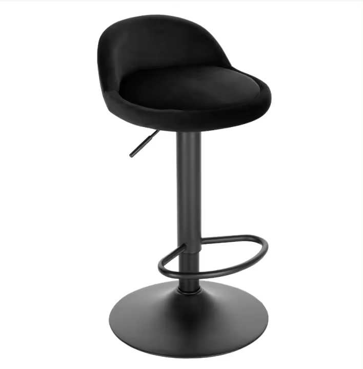 1 taburetes de bar de terciopelo 360. °   Sillas giratorias con respaldo, reposapiés, taburete de barra de altura ajustable con pata de metal para cocina, bar, hogar - 1