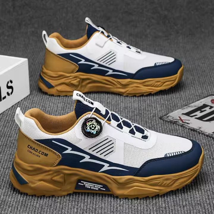 Zapatos para correr a prueba de olores para hombre, calzado deportivo cómodo elástico con botón giratorio a la moda, para ocio en las cuatro estaciones - 1