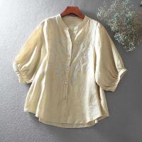 Camisa bordada informal delgada suelta de verano para mujer - details 2