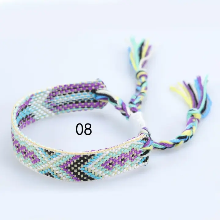 Pulsera de la Amistad tejida para hombre y mujer, brazalete de cuerda trenzada hecha a mano con borlas ajustables, 2 piezas - 1