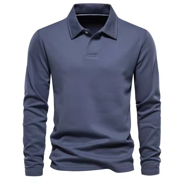 POLO de manga larga con solapa casual tops tendencia versátil - 1