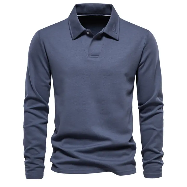 POLO de manga larga con solapa casual tops tendencia versátil - 1