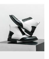 Nuevas botas cortas en contraste, zapatos de cuero altos con cordones de negocios de moda para hombres británicos - details 11