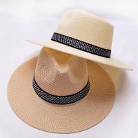 Sombrero de paja para hombre de mediana edad, gorra de cubo, estilo bohemio, Color sólido, Panamá - details 1