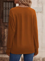 Camiseta holgada de manga larga con cuello en V para mujer, Tops blancos informales, jersey de oficina, otoño e invierno, nuevo - details 10