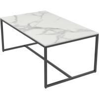 Mesa de centro de mármol para café: Mesa auxiliar de café con marco de metal estilo nórdico moderno para sofá de salón 100x60x43cm (gris) - details 31