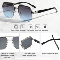 Gafas de sol de aviador cuadradas vintage para hombre, estilo piloto de los años 70, modernas gafas de sol de conducción de metal semi sin montura. - details 12