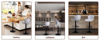 Taburetes de cocina, taburetes de bar regulables en altura, con respaldo y reposapiés, taburetes altos para cocina, bar y comedor, gris claro - details 4