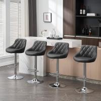 Taburete de Bar de Terciopelo Altura Ajustable, Giratorio, Poltrona de Cocina, Diseño Gris Oscuro - details 18