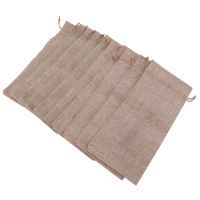 10 bolsas de yute para vino, 14 x 6 1/4 pulgadas, bolsas de regalo para botellas de vino numeradas de arpillera con cordón para degustación de vino ciego (marrón) - details 3