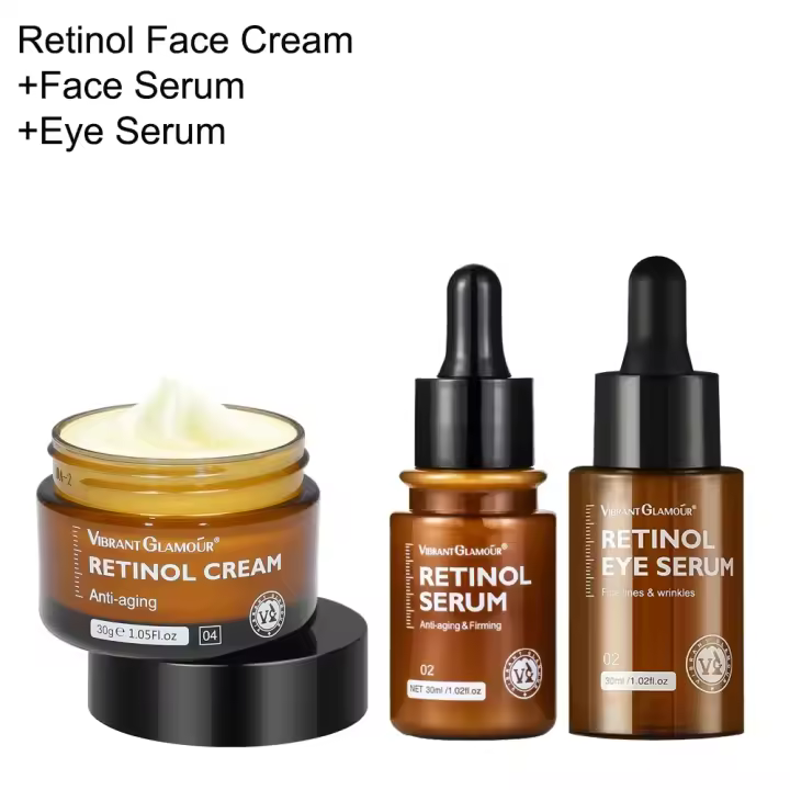 Retinol Facial Cream+Face Serum+Eye Serum Set Anti-Aging Wrinkle Remover Firming Moisturizing Whitening Skin Face Care Kits - 1
