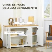Taburete de Almacenamiento de Armario de Sala con 3 Puertas Estante Ajustable para Cocina Blanco - details 3