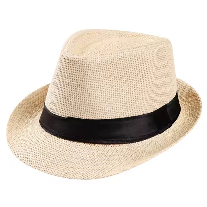 Sombrero unisex hombres mujeres Fedora Trilby ala ancha gorra de paja playa sol caballero Adlut - 1