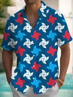 Nueva camisa hawaiana de manga corta con estampado de playa turística, adecuada para caminar por la calle, ocio, primavera y verano. - details 3