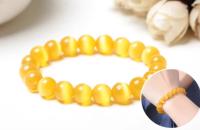 Cuentas de 10mm, regalo Feng Shui, pulsera de piedra de ojo de gato Natural para mujer, amuleto de buena suerte hecho a mano, joyería - details 4