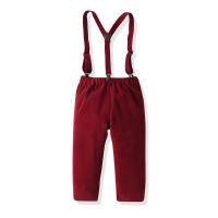 Ropa para niños Conjunto de camisa de manga larga para niños Corbata de moño Cárdigan estampado Traje de Navidad Vestido con tirantes - details 12