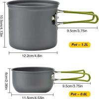 1 juego de utensilios de cocina portátiles, hechos de material de aleación de aluminio duro, ollas para acampar al aire libre para 1-2 personas, cocinar y hornear - details 0
