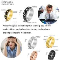 Anillo relajante de ansiedad con forma de luna y estrella bohemia para hombre, Spinner giratorio de acero inoxidable, anillos antiestrés, joyería Bague Homme - details 0