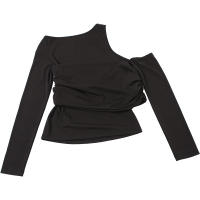 BUNO-Camiseta negra de manga larga con hombros descubiertos para mujer, jersey ajustado a la moda de cintura alta, Top liso Y2k 2024 - details 8