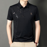 Polo de Seda de Hielo para Hombres Camiseta de Negocios Casual con Cuello Redondo - details 5