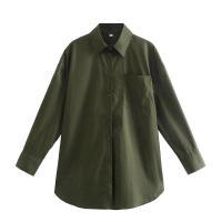 Camisa Básica Larga para Mujer Primavera-Verano 2024 Decoración de Bolsillo en 14 Colores Estilo Europeo-Americano - details 2