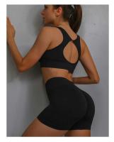 Conjunto de 2 uds de Yoga para mujer, sujetador con espalda hueca + pantalones cortos deportivos para levantamiento de cadera, conjunto de gimnasio sin costuras, ropa deportiva, chándal - details 34