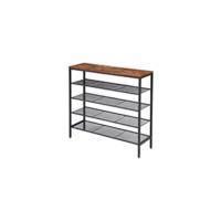 Perchero, Perchero de pie con 3 Estantes y 8 Ganchos, Escalera con Barra Colgar Ropa, Colgador Metálico para Gorros, Bolsas, Marrón Rústico y Negro TMJ088H - details 10