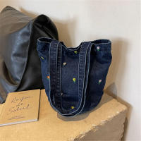 Bolso de cubo de mezclilla bordado, bolso de mano de gran capacidad, bolso de hombro que combina con todo, bolso de compras portátil para mujer, nuevo - details 7