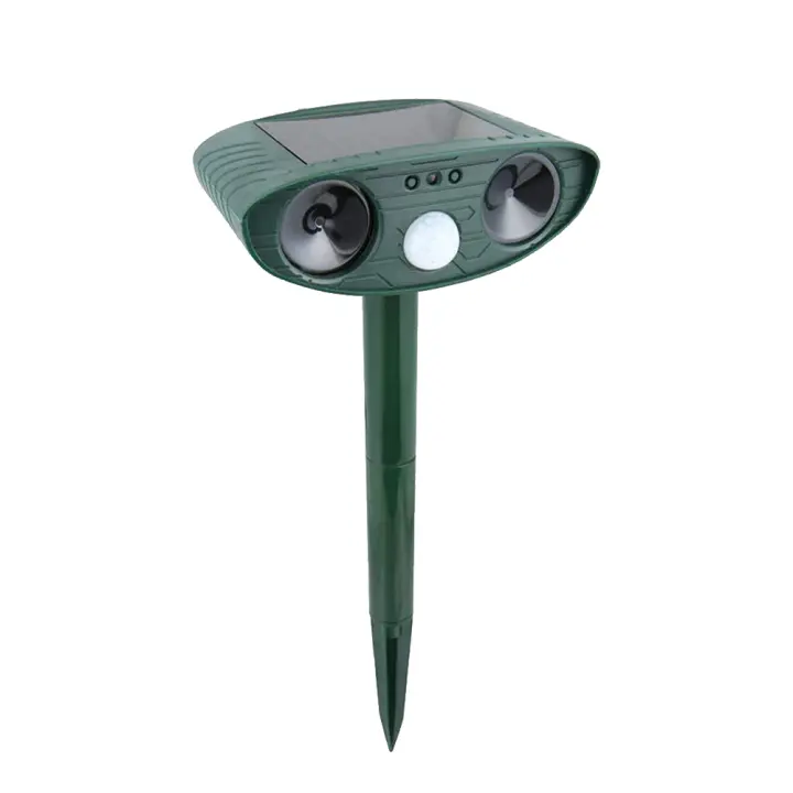 Repelente solar de animales ultrasónico para exteriores disuasivo para perros y gatos Sensor de movimiento de 110° 6-8m con luz para mapache mofeta ciervo jardín y Patio - 1
