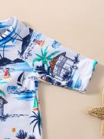 Bañador encantador con estampado de árbol de coco para niña, traje de baño con protección solar, cómodo para la playa y la piscina - details 3