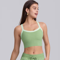 Hamidou-Sujetador deportivo de nailon para mujer, camiseta sin mangas de Color sólido, transpirable, de secado rápido - details 25