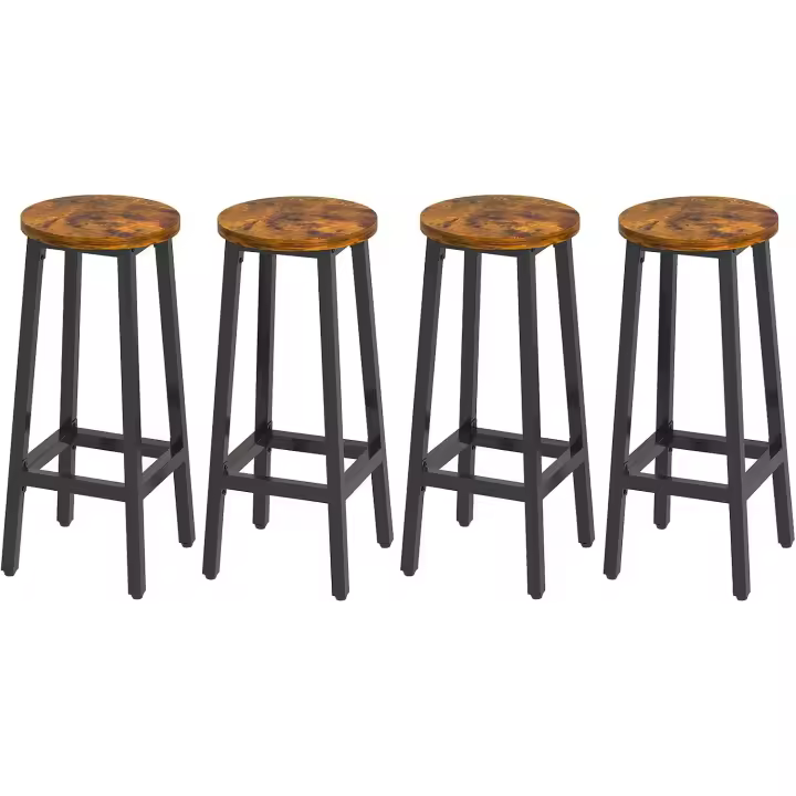 Sillones de Bar de Metal Altos Estilo Industrial para Cocina 29x29x70CM Marrón Rústico - 1