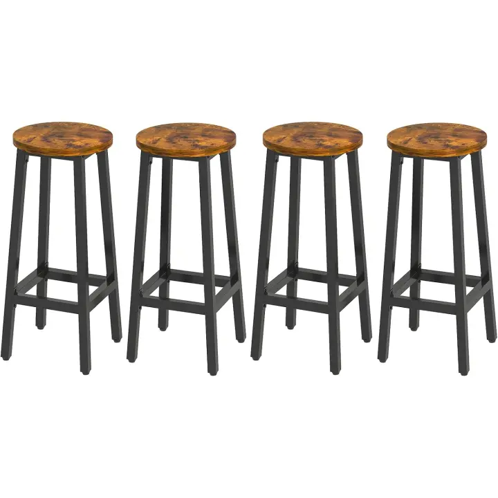 Sillones de Bar de Metal Altos Estilo Industrial para Cocina 29x29x70CM Marrón Rústico - 1