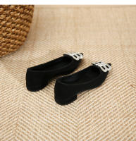 Zapatos de tacón bajo con punta en punta y diamantes de imitación negros de alta gama - details 14