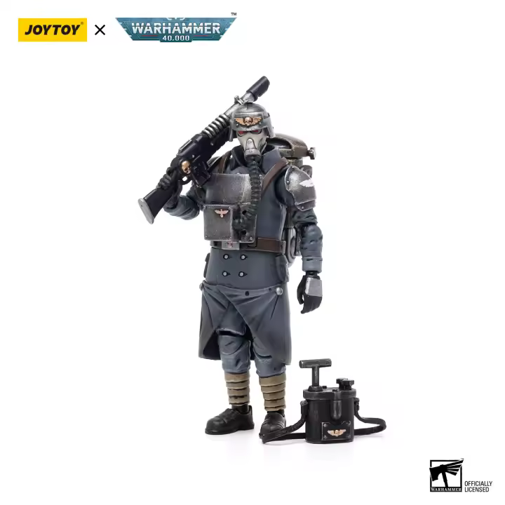 JOYTOY 1/18 Figura de acción 40K Astra Militarum 
 Death Korps of Krieg Veteran Squad Guardsman Demolitions Specialist Reedición Colección de anime Modelo militar - 1