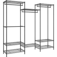 Armario de Ropa de Metal Duradero Estantes Ajustables, Barras para Colgar y Ganchos, Perchero Separable, Negro Tinta LGR431B01 - details 0