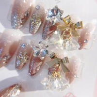 Juego de uñas de almendra brillante de 24 piezas de resina reutilizable para mujeres y niñas - details 2